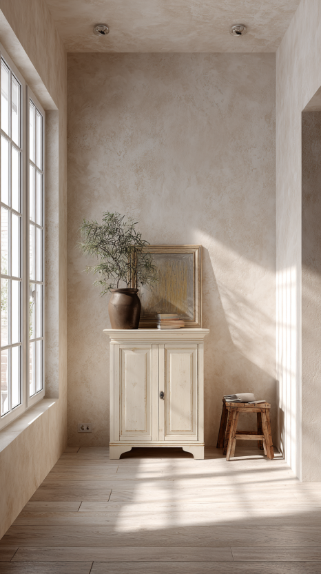 mobile rinnovato con vernice opaca in stile autentico