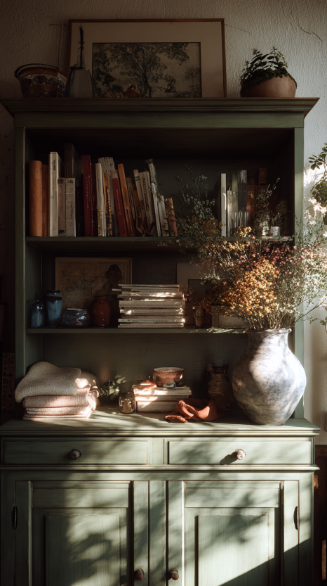 mobile ridipinto in verde in ambiente domestico